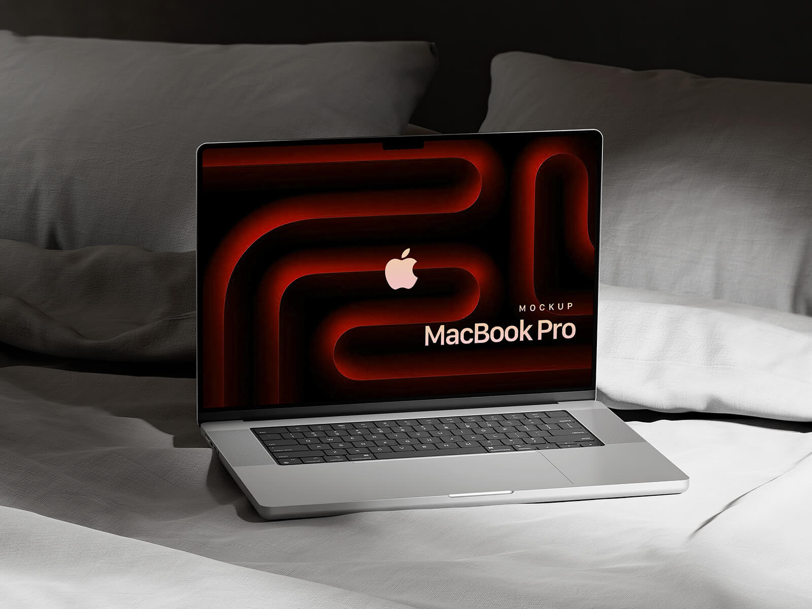 On Bed M4 MacBook Pro Mockup