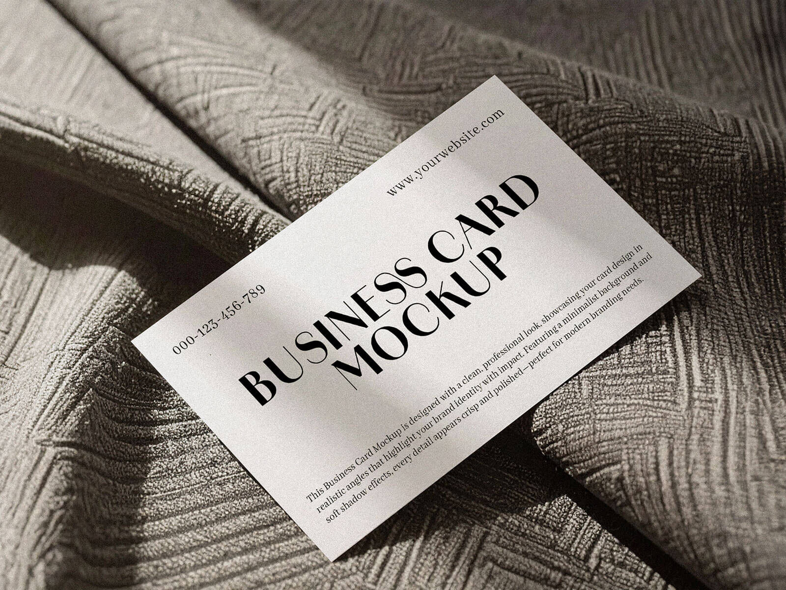 Sur une maquette de carte de visite texturée en tissu