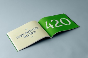 Open Horizontal Magazine / Brochure Mockup