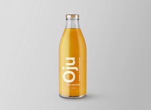Orange Juice Glass Bottle Mockup