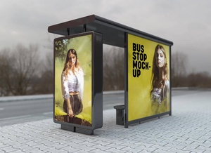 Outdoor Advertising Bus Shelter Mockup