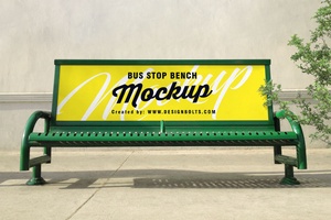 Mockup de banco de paradas de autobús publicitarios al aire libre