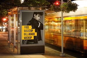 Outdoor Advertising Bus Stop Billboard Mockup Files