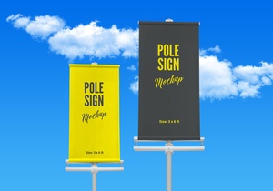 Outdoor Advertising Street Pole Banner Mockup