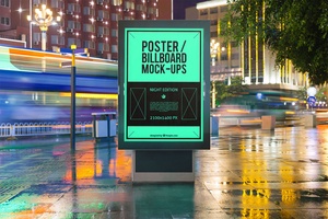 10 Free Outdoor Advertising Billboard & Bus Stop PSD Mockups