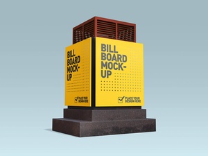Outdoor Advertising Square Pillar Billboard Mockup