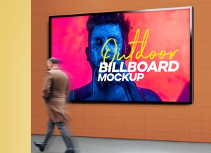 Outdoor Advertising Wall Mounted Billboard Mockup
