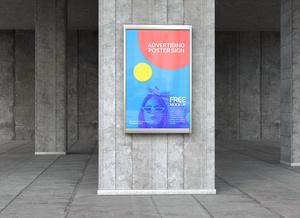 Outdoor Advertising Wall Mounted Poster Mockup