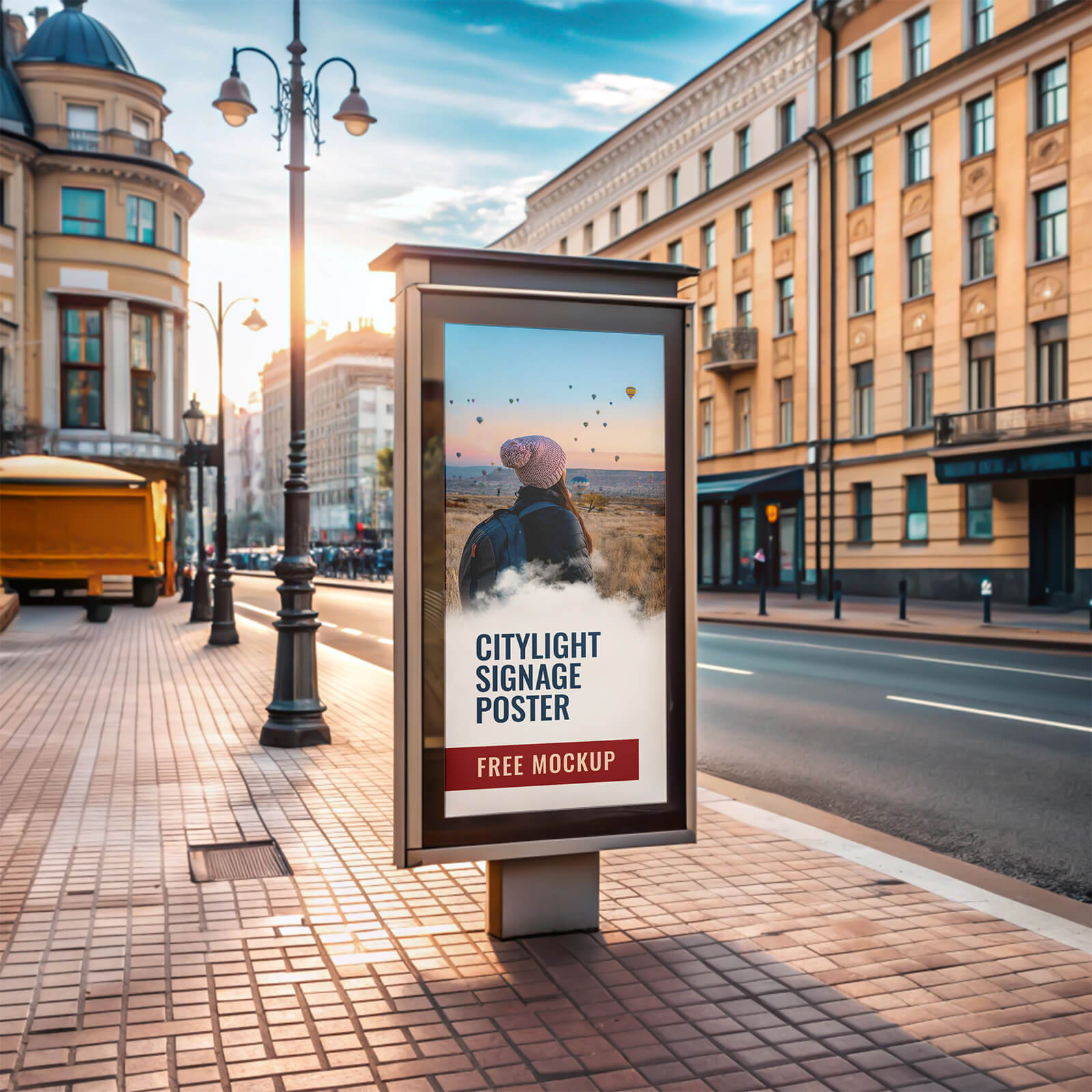 Outdoor -Boden stehende LCD Digitale Beschilderung Mupi Mockup