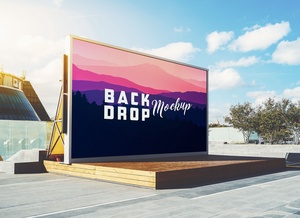 Outdoor Stage Backdrop Mockup