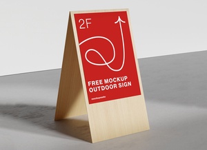 Outdoor Wooden A-Stand Mockup