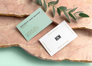 Business Card Mockup with Marble Stones