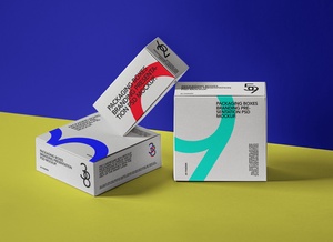 Mockup de presentación de marca de cajas de embalaje