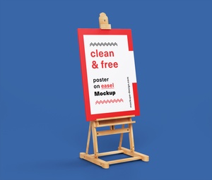 Paint Canvas / Poster on Wooden Easel Stand Mockup