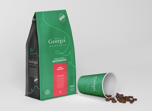 Paper Coffee Bag & Cup Mockup