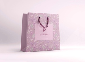Maqueta de bolsas de compras de papel floral