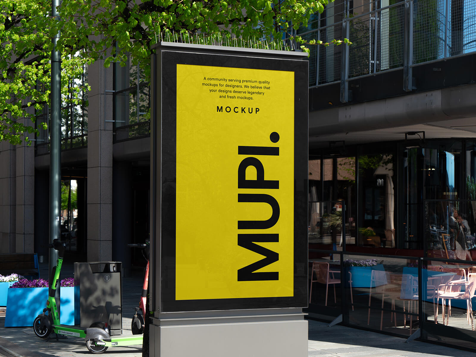 Пешеходный цифровой лайтбокс Mupi Mockup плаката