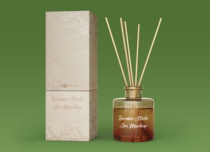 Perfumed Incense Sticks Oil Jar Mockup Set