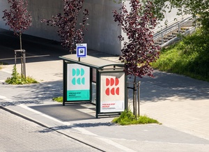 Perspective View Bus Stop Mockup