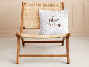 Square Pillow/Cushion On Chair Mockup