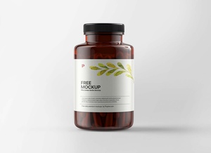 Pills / Capsules Amber Medicine Bottle Mockup