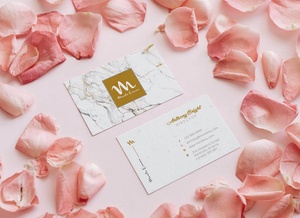Pink Rose Petal Business Card Mockup