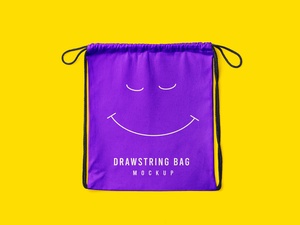 Plain Linen Drawstring Backpack Bag Mockup