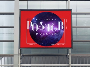 Poster Mounted on Building Mockup