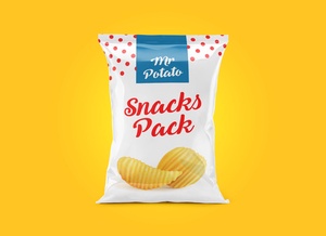 Potato Chips Snack Pack Packaging Mockup