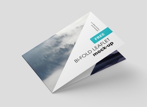 Premium Landscape Bi-Fold Brochure Mockup