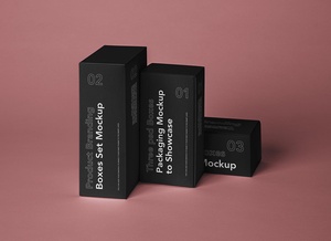Presentación de maquetas de cajas de marca de productos PSD