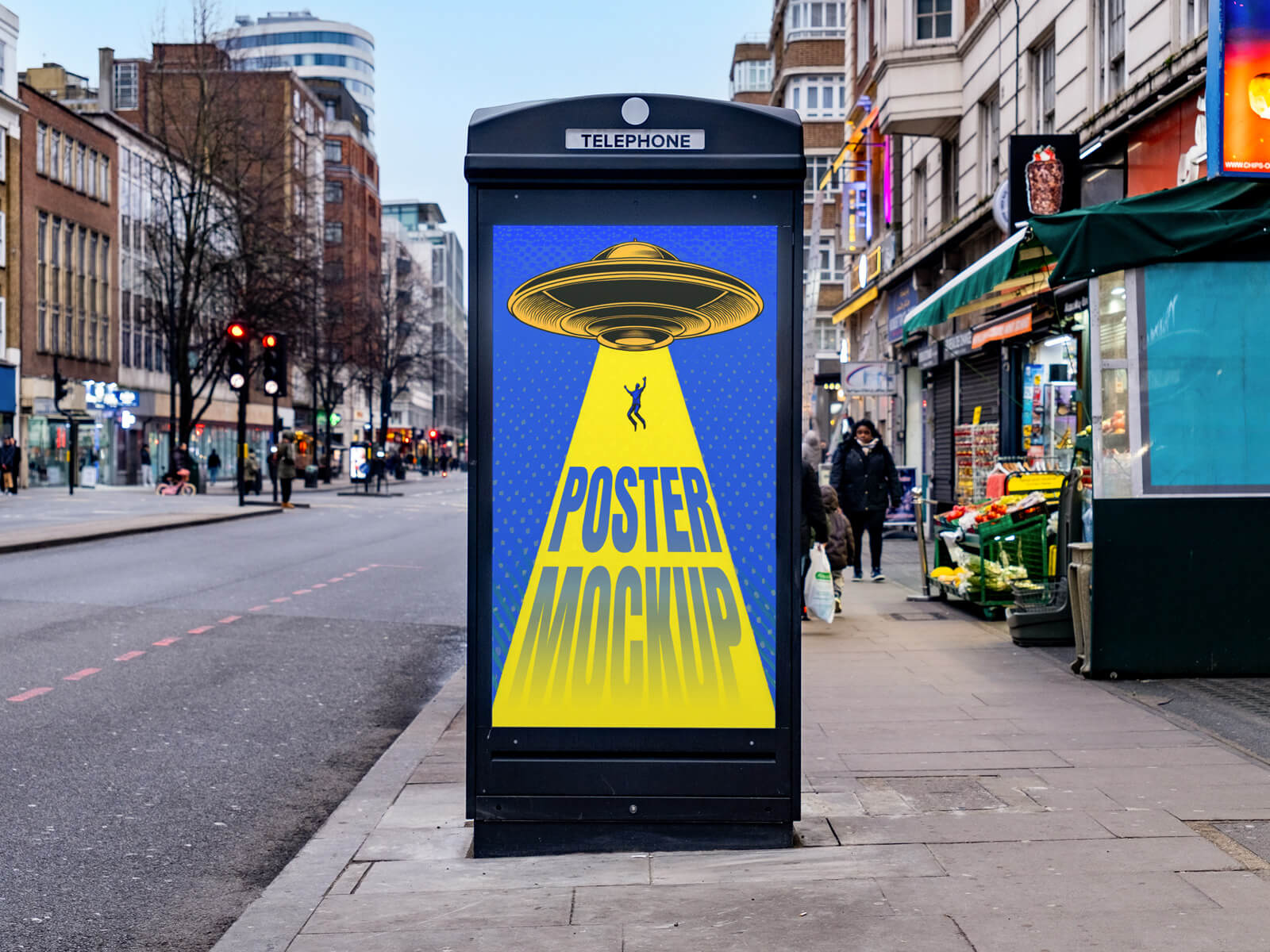 Public Telefon Booth Poster Mockup