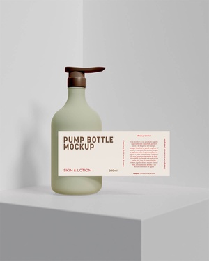 Pump Spray Bottle With Open Label Mockup