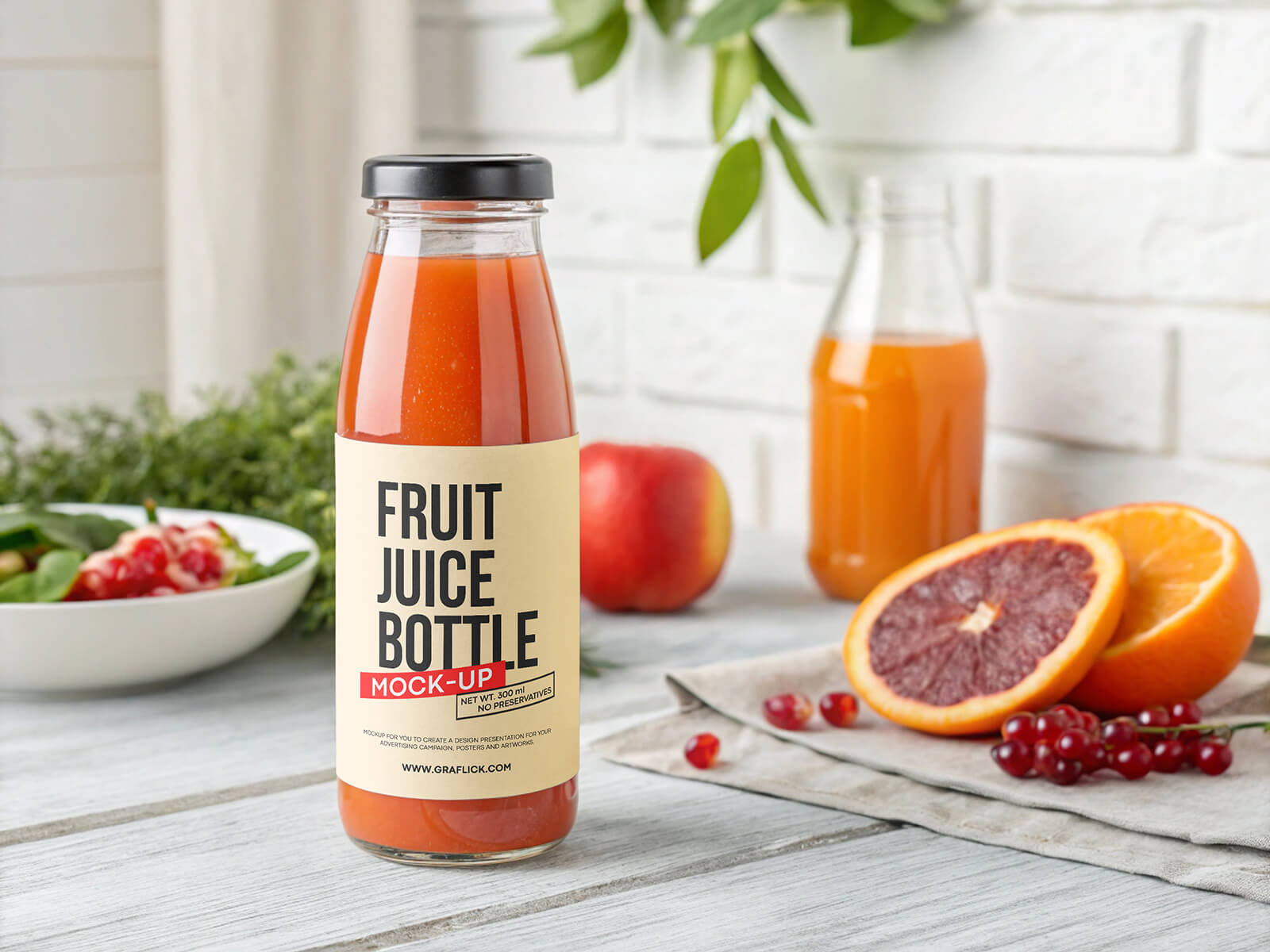 Maqueta de jugo de naranja de frambuesa