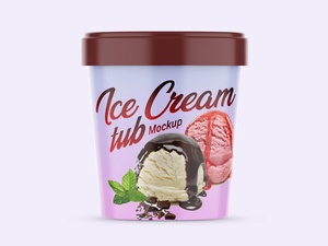 Realistic Ice Cream Tub Mockup