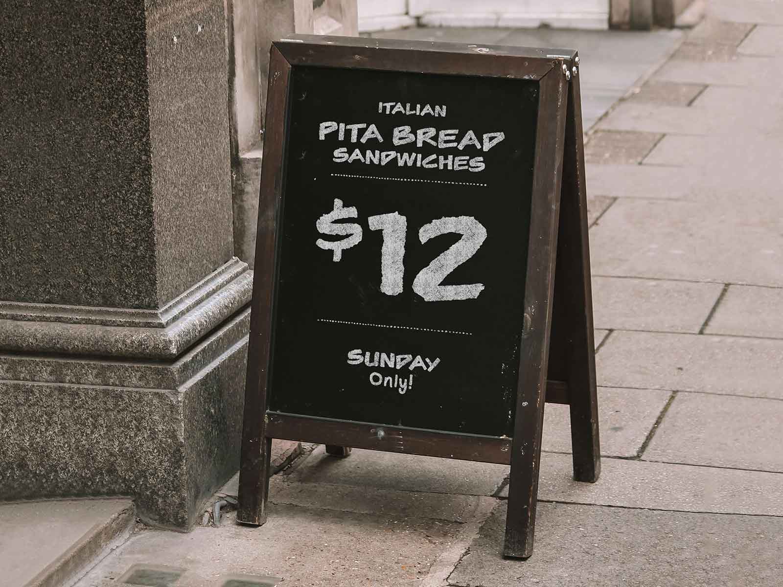 Restaurant Chalkboard A-Stand Mockup