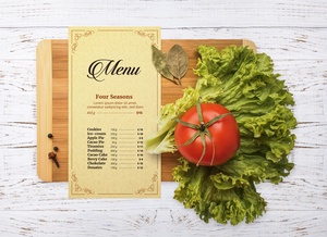 Maqueta de menú de restaurantes con verduras