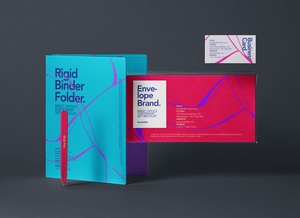 Rigid Binder, Envelope & Business Card Mockup