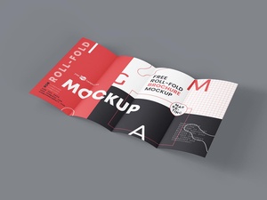 Roll Fold Brochure Mockup Set