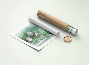 Rolled Poster With Paper Tube Mockup