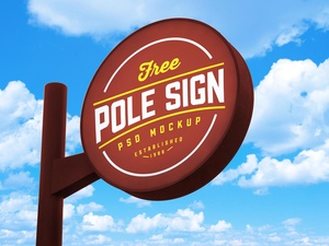 Round Pole Signage Mockup
