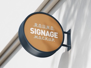 Round Street Sign Logotipo Mockup