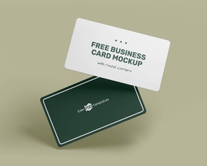 Rounded Corners Business Card Mockup Set