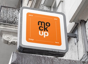 Rounded Square Signboard Mockup