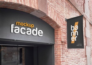 Shop Facade & Sign Banner Logo Mockup Set