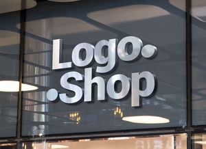 Nombre de la tienda Mockup logotipo de fascia