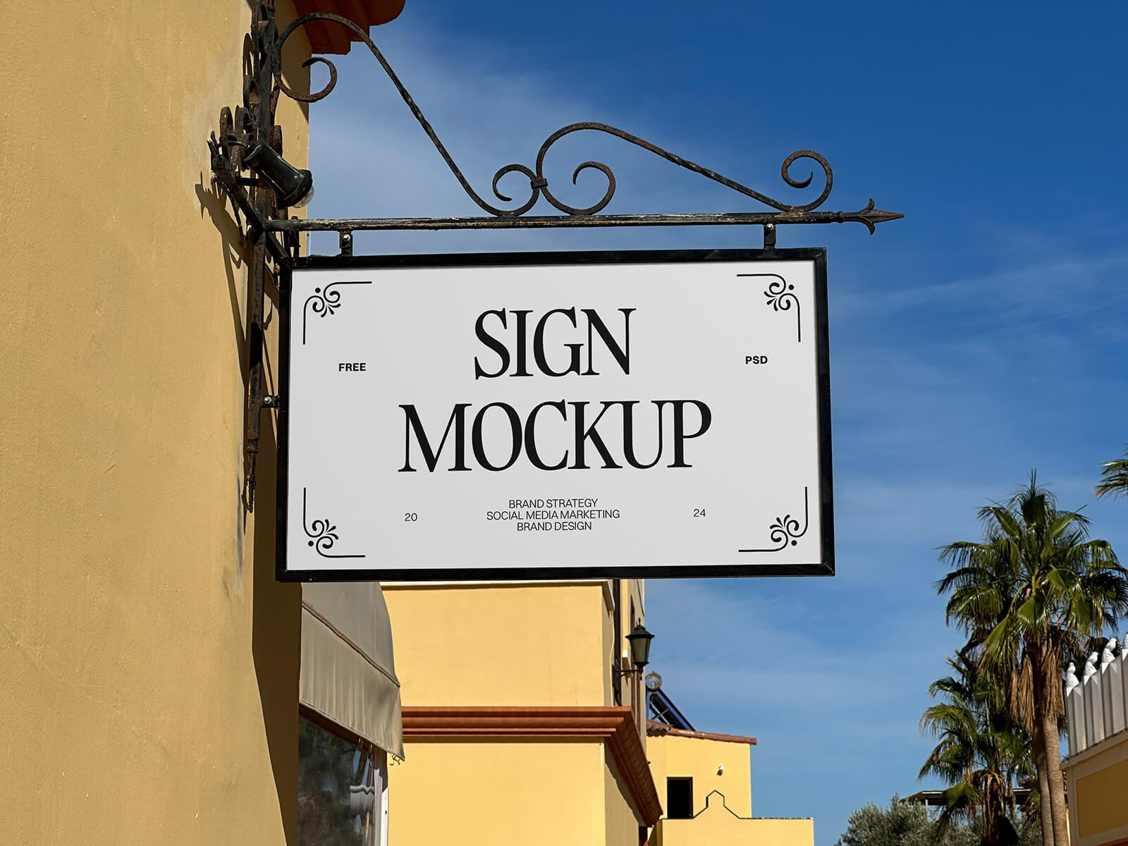 Mockup de signe de la boutique montée sur le rectangle