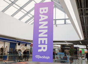 2 Free Shopping Center Hanging Banner Mockup Set