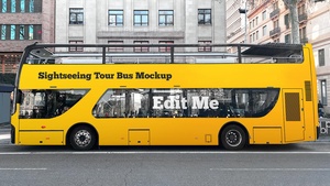 City Sightseeing Tour Bus Mockup