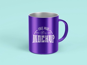 Metallic Silver Coffee Mug Mockup Set